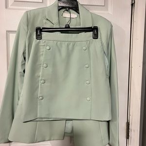 Meshki pistachio jacket and skirt set